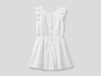 Benetton,  Ausgestelltes Kleid Aus 100% Baumwolle,  taglia EL,  Weiss,  Kinder