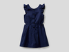 Benetton,  Ausgestelltes Kleid Aus 100% Baumwolle,  taglia M,  Dunkelblau,  Kinder