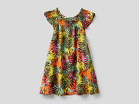 Benetton,  Ausgestelltes Kleid Mit Foliage-muster,  taglia M,  Bunt,  Kinder