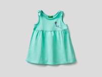 Benetton,  Ausgestelltes Kleid Mit Stickerei,  taglia 62,  Türkisblau,  Kinder