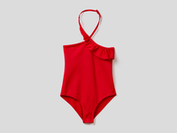 Benetton,  Badeanzug Aus Econyl® Mit Volant,  taglia EL,  Rot,  Kinder