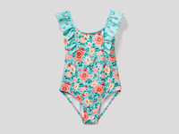Benetton,  Badeanzug Mit Blumenmuster,  taglia S,  Hellblau,  Kinder