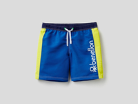 Benetton,  Badeshorts Mit Einsätzen In Einer Kontrastfarbe,  taglia 74,  Verkehrsblau,  Kinder