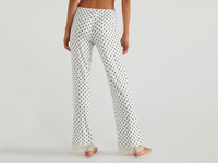 Benetton,  Bedruckte Hose Mit Spitze,  taglia M,  Cremeweiss,  Damen