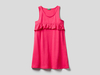 Benetton,  Überkleid Mit Rüsche,  taglia XX,  Fuchsia,  Kinder