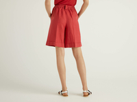 Benetton,  Bermuda Aus 100% Leinen,  taglia L,  Koralle,  Damen