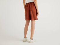 Benetton,  Bermuda Aus 100% Leinen,  taglia XS,  Braun,  Damen