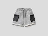 Benetton,  Bermuda Aus Sweatstoff Mit Taschen Aus Netzstoff,  taglia 82,  Grau,  Kinder