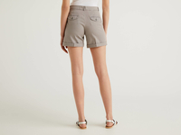 Benetton,  Bermudas Aus Stretchiger Baumwolle,  taglia 40,  Hellgrau,  Damen