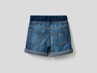 Benetton,  Bermudas Mit Jeans-effekt Und Elastischem Bund,  taglia 62,  Blau,  Kinder