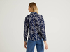 Benetton,  Blau Bluse In 100% Baumwolle Mit Floralem Print,  taglia XL,  Blau,  Damen