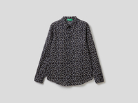 Benetton,  Blaue Bluse Aus Reiner Baumwolle Mit Punkteprint,  taglia XL,  Dunkelblau,  Damen