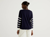 Benetton,  Blauer Pullover Mit Schlitz Am Rücken,  taglia S,  Dunkelblau,  Damen