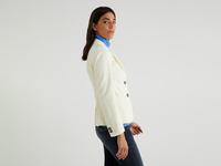 Benetton,  Blazer Aus Gestreiftem Samt,  taglia 38,  Cremeweiss,  Damen