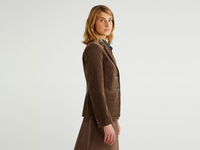 Benetton,  Blazer Aus Gestreiftem Samt,  taglia 38,  Dunkelbraun,  Damen