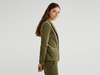 Benetton,  Blazer Aus Gestreiftem Samt,  taglia 38,  Militärgrün,  Damen