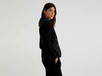 Benetton,  Blazer Aus Gestreiftem Samt,  taglia 46,  Schwarz,  Damen