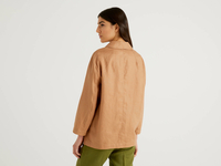 Benetton,  Blazer Aus Leinen Mit 3/4-ärmeln,  taglia 38,  Camel,  Damen