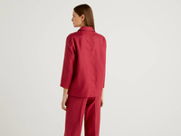 Benetton,  Blazer Aus Leinen Mit 3/4-ärmeln,  taglia 48,  Bordeaux,  Damen