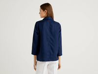 Benetton,  Blazer Aus Leinen Mit 3/4-ärmeln,  taglia 50,  Dunkelblau,  Damen