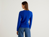 Benetton,  Bluettefarbene Strickjacke Aus Reiner Schurwolle Mit Rundausschnitt,  taglia L,  Verkehrsblau,  Damen