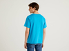 Benetton,  Bluettefarbenes T-shirt Aus 100% Baumwolle Mit Print,  taglia XL,  Hellblau,  Herren