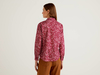 Benetton,  Bluse Aus 100% Baumwolle In Bordeauxrot Mit Blumenmuster,  taglia L,  Bordeaux,  Damen