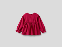 Benetton,  Bluse Aus 100% Bio-baumwolle Mit Rüsche,  taglia 74,  Zyklame,  Kinder