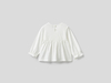 Benetton,  Bluse Aus 100% Bio-baumwolle Mit Rüsche,  taglia 82,  Cremeweiss,  Kinder