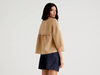 Benetton,  Bluse Aus 100% Leinen Mit Rüsche,  taglia L,  Camel,  Damen