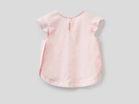 Benetton,  Bluse Aus Baumwolle Mit Volant-ärmeln,  taglia XS,  Zartrosa,  Kinder