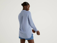Benetton,  Bluse Aus Fließender Viskose,  taglia S,  Blassblau,  Damen