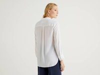 Benetton,  Bluse Aus Fließender Viskose,  taglia XL,  Weiss,  Damen