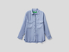 Benetton,  Bluse Aus Fließender Viskose,  taglia XS,  Blassblau,  Damen