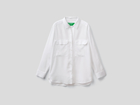 Benetton,  Bluse Aus Fließender Viskose,  taglia XS,  Weiss,  Damen