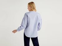 Benetton,  Bluse Aus Stretchiger Baumwolle Mit Ballonärmeln,  taglia M,  Hellblau,  Damen