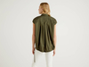 Benetton,  Bluse Aus Stretchiger Baumwolle Mit Tunnelzug,  taglia XS,  Militärgrün,  Damen