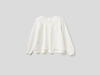 Benetton,  Bluse Aus Zwei Schichten In Creponne,  taglia EL,  Cremeweiss,  Kinder