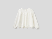Benetton,  Bluse Aus Zwei Schichten In Creponne,  taglia KL,  Cremeweiss,  Kinder