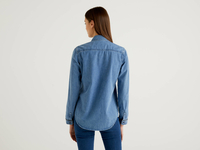 Benetton,  Bluse Im Western-stil,  taglia XL,  Blassblau,  Damen