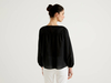 Benetton,  Bluse In Leichter Baumwolle Mit Stickereien,  taglia XL,  Schwarz,  Damen