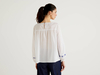 Benetton,  Bluse In Leichter Baumwolle Mit Stickereien,  taglia XS,  Weiss,  Damen