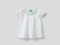 Benetton,  Bluse Mit Besticktem Kragen,  taglia 62,  Weiss,  Kinder