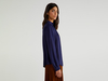 Benetton,  Bluse Mit Kragen Und Falten,  taglia S,  Dunkelblau,  Damen