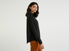 Benetton,  Bluse Mit Kragen Und Falten,  taglia S,  Schwarz,  Damen