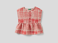 Benetton,  Bluse Mit Kurzen Ärmeln Und Print,  taglia XX,  Rot,  Kinder