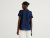 Benetton,  Bluse Mit Kurzen Ärmeln Und Rüsche,  taglia S,  Dunkelblau,  Damen