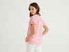 Benetton,  Bluse Mit Kurzen Ärmeln Und Rüsche,  taglia S,  Pink,  Damen