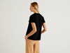 Benetton,  Bluse Mit Kurzen Ärmeln Und Rüsche,  taglia S,  Schwarz,  Damen