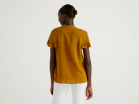Benetton,  Bluse Mit Kurzen Ärmeln Und Rüsche,  taglia XS, ,  Damen
